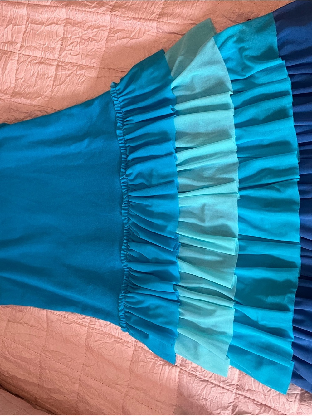 Hanna Andersson Teal and Aqua Tiered Ruffle Dress